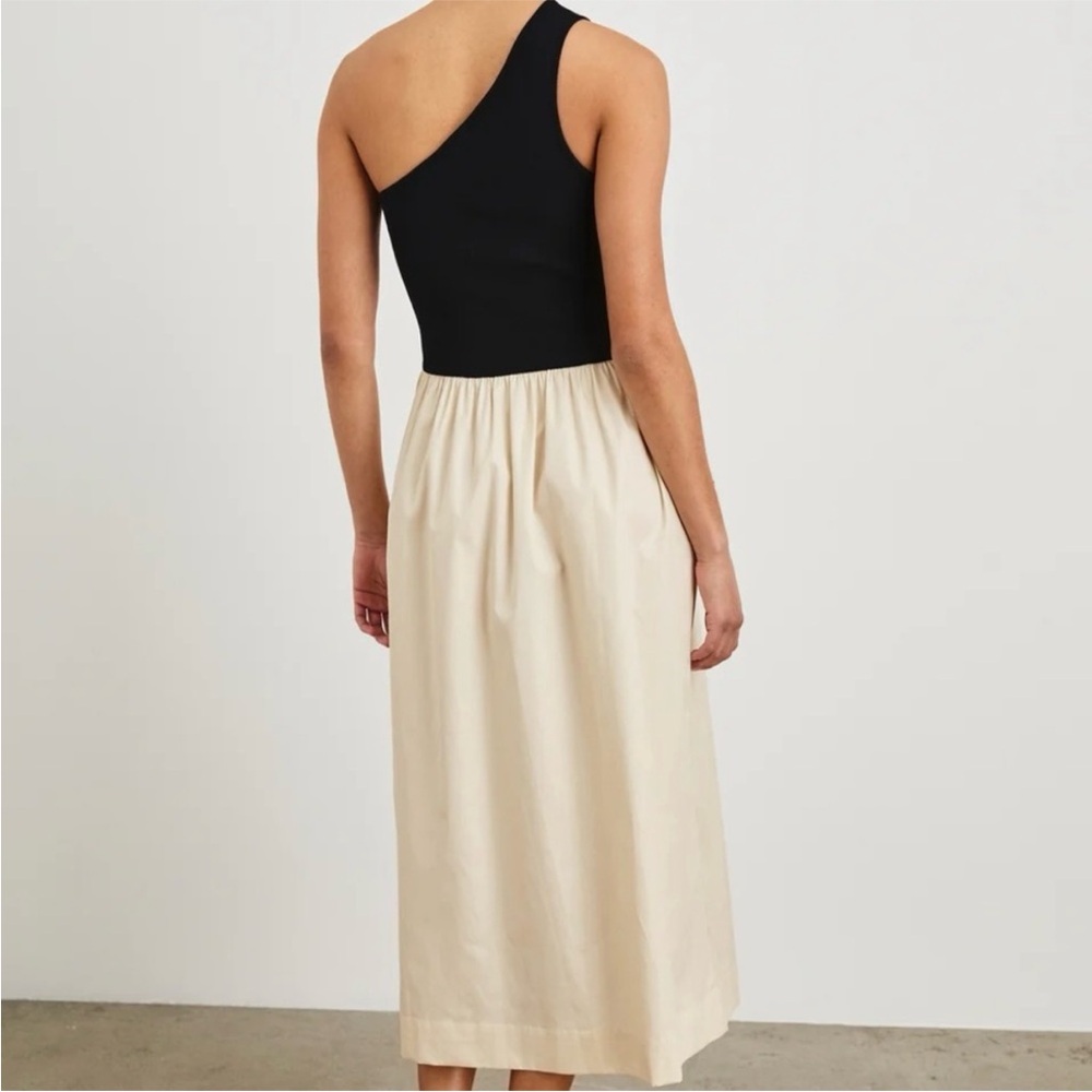 RAILS Women’s LARGE Anita Dress Colorblock Black Ivory One Shoulder Ribbed CP25 - Picture 2 of 12